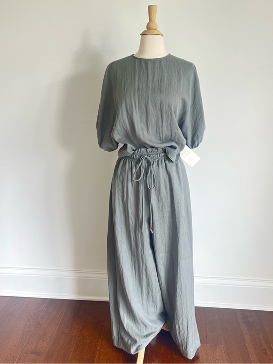 Zara Pants - NWT - ZARA 2pc set Relaxed Wide-Leg pant and top in blue Gray Size Medium